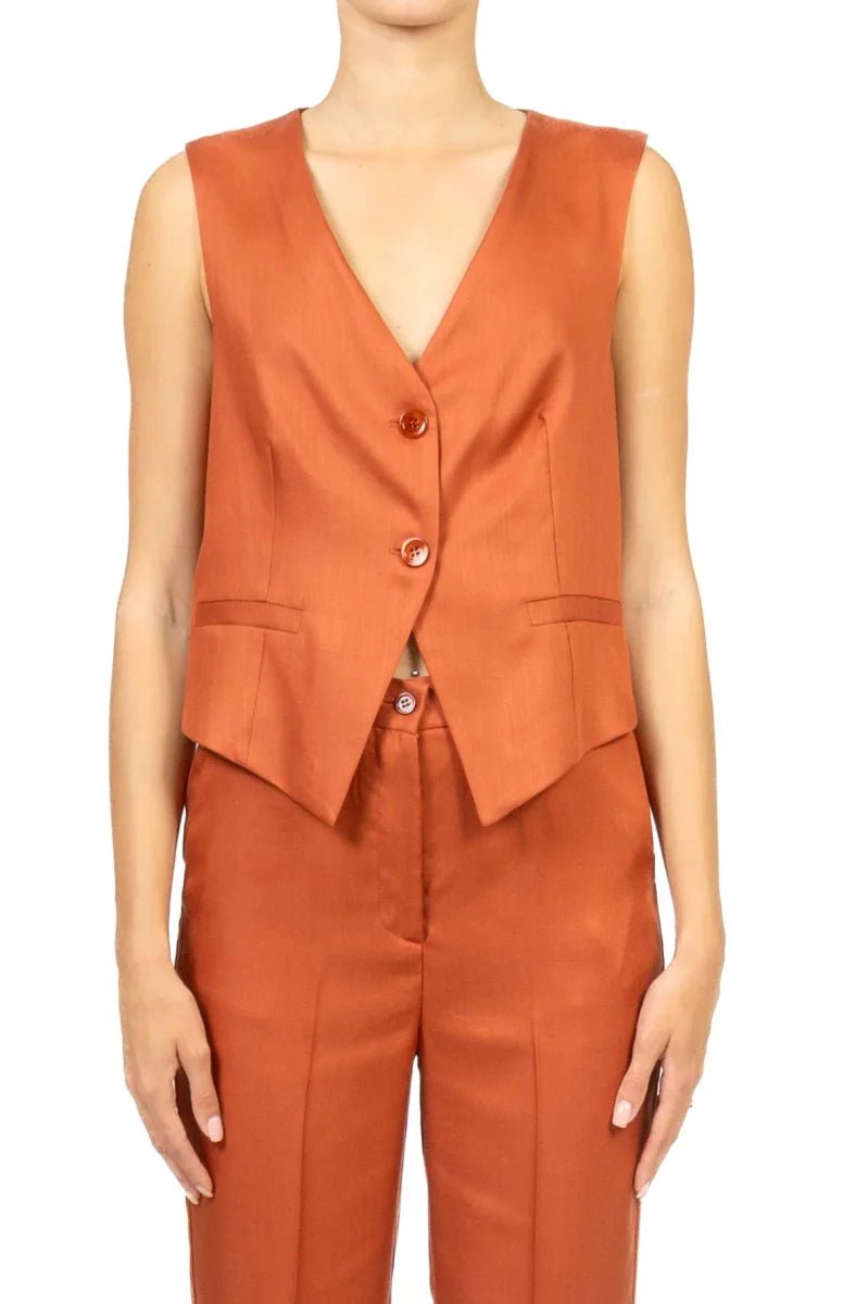 Gilet crop terracotta con bottoni - YES SHOPGiletVICOLOTAB1766-03074522579871