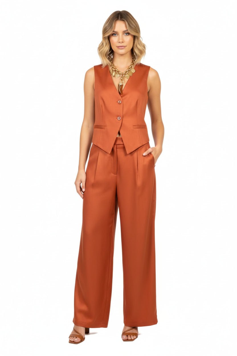 Gilet crop terracotta con bottoni - YES SHOPGiletVICOLOTAB1766-03074522579871