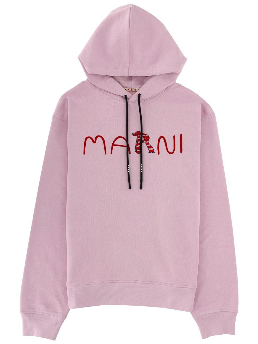 Felpa rosa con cappuccio e logo rosso - YES SHOPFelpeMARNIFUMU0137PSUSCY85-IT 429208214652771