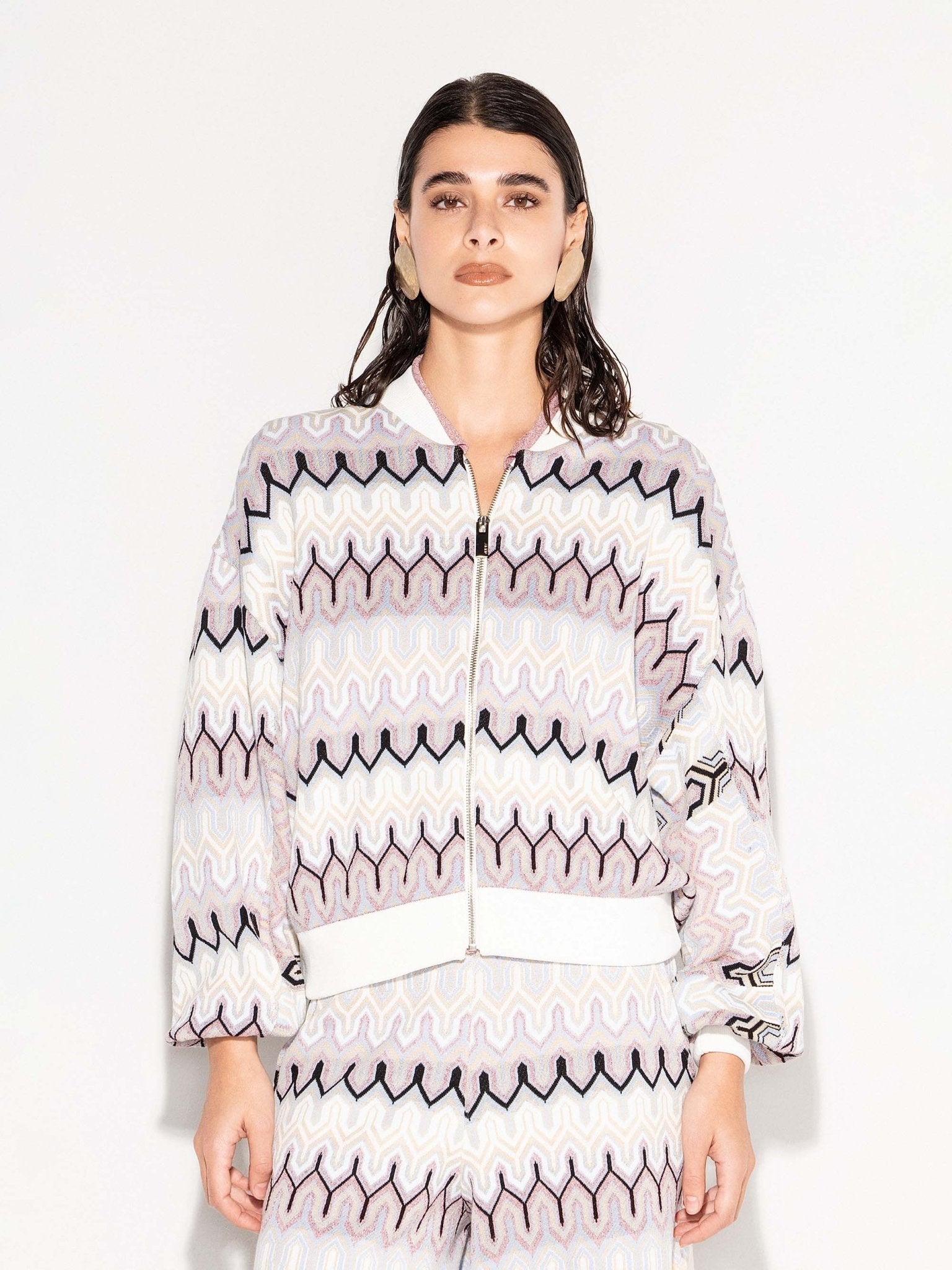 Bomber rosa jacquard geometric folk - YES SHOPGiubbottiAKEPGBKD13220-XXS5300685344771