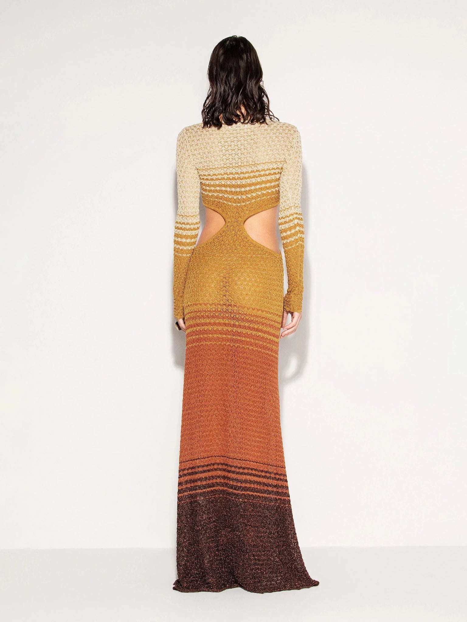 Abito lungo ruggine e oro lurex con dettaglio cut out - YES SHOPAbitiAKEPVSKD13303-XXS1599585344771