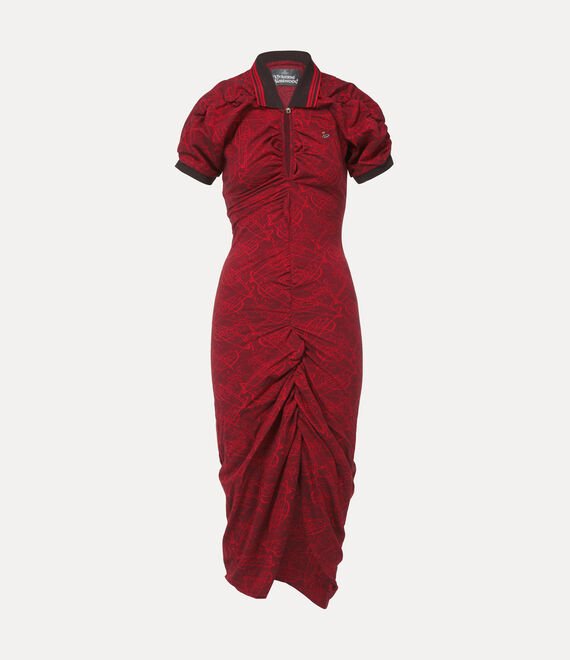 Pulling Dress in jacquard rosso stampa graffiti orb - YES SHOPAbitiVIVIENNE WESTWOOD16010051-J00B5-XXS
