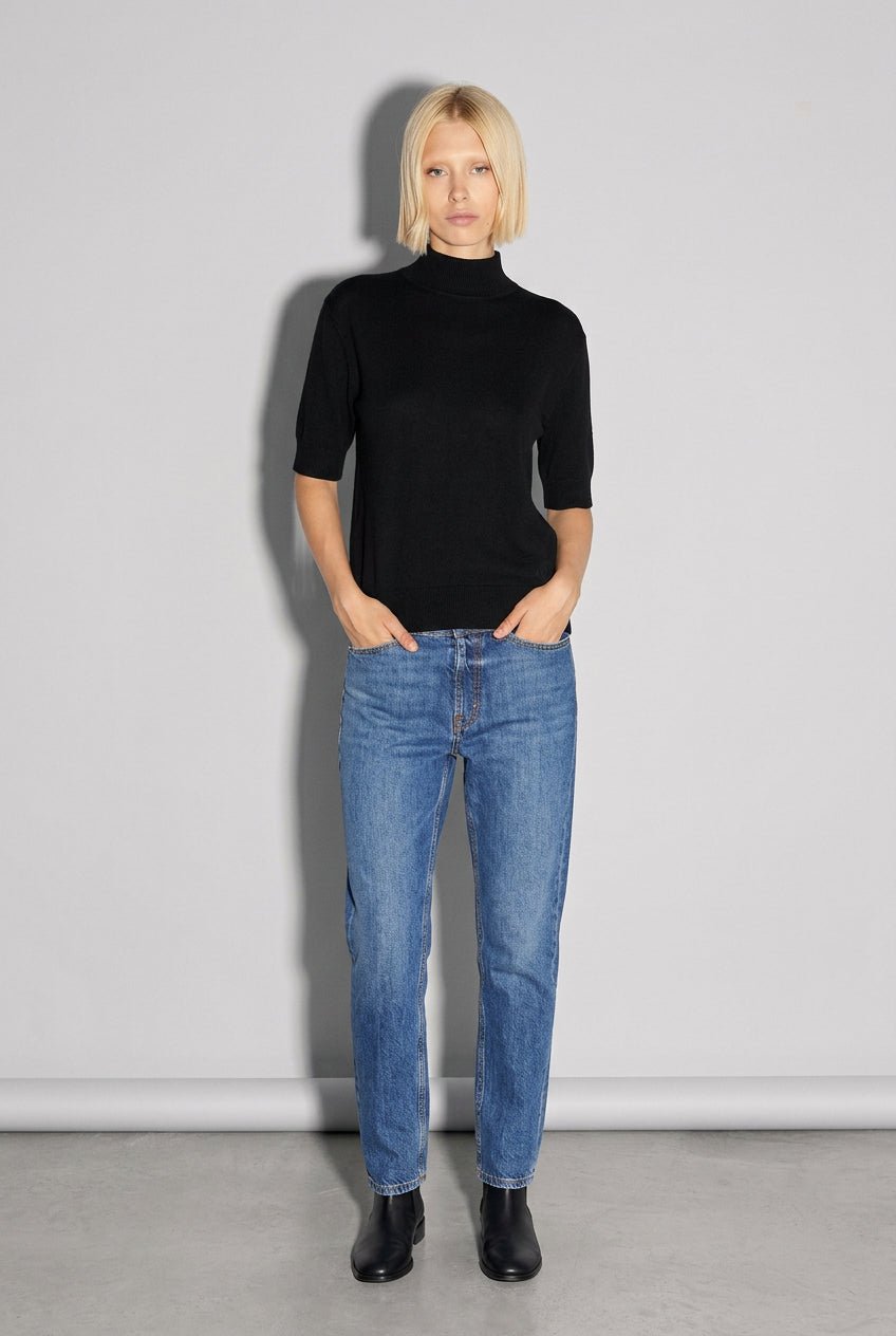 Dolcevita nero mezzo collo e manica corta - YES SHOPMaglieAKEPMGKD15147-6