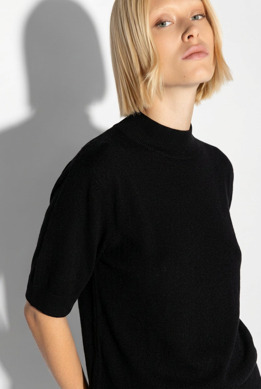 Dolcevita nero mezzo collo e manica corta - YES SHOPMaglieAKEPMGKD15147-6