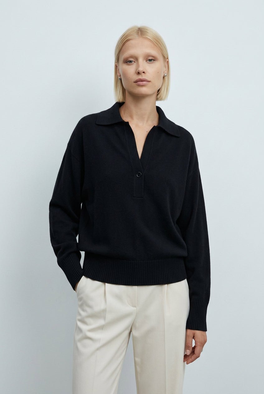 Polo Nina nera scollo V - YES SHOPCardiganAKEPPLKD15146-6