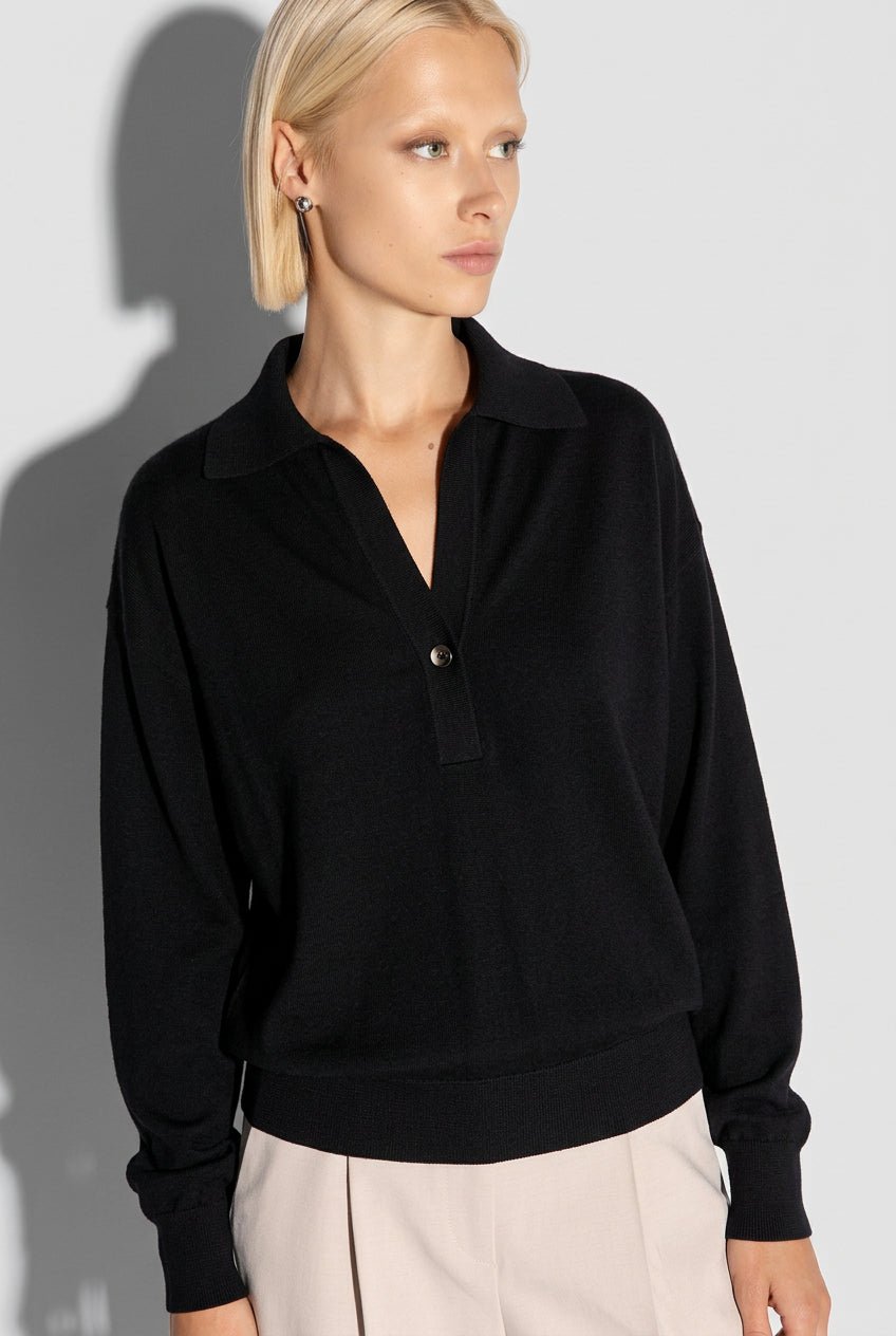 Polo Nina nera scollo V - YES SHOPCardiganAKEPPLKD15146-6