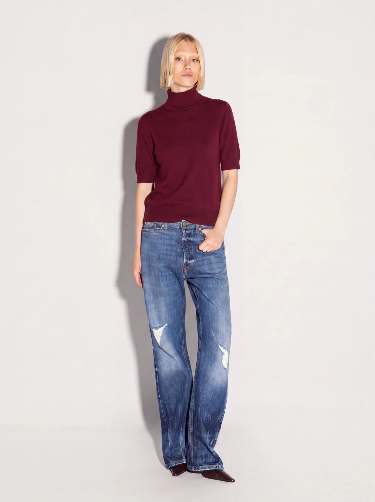 Dolcevita bordeaux mezzo collo e manica corta - YES SHOPMaglieAKEPMGKD15147-6