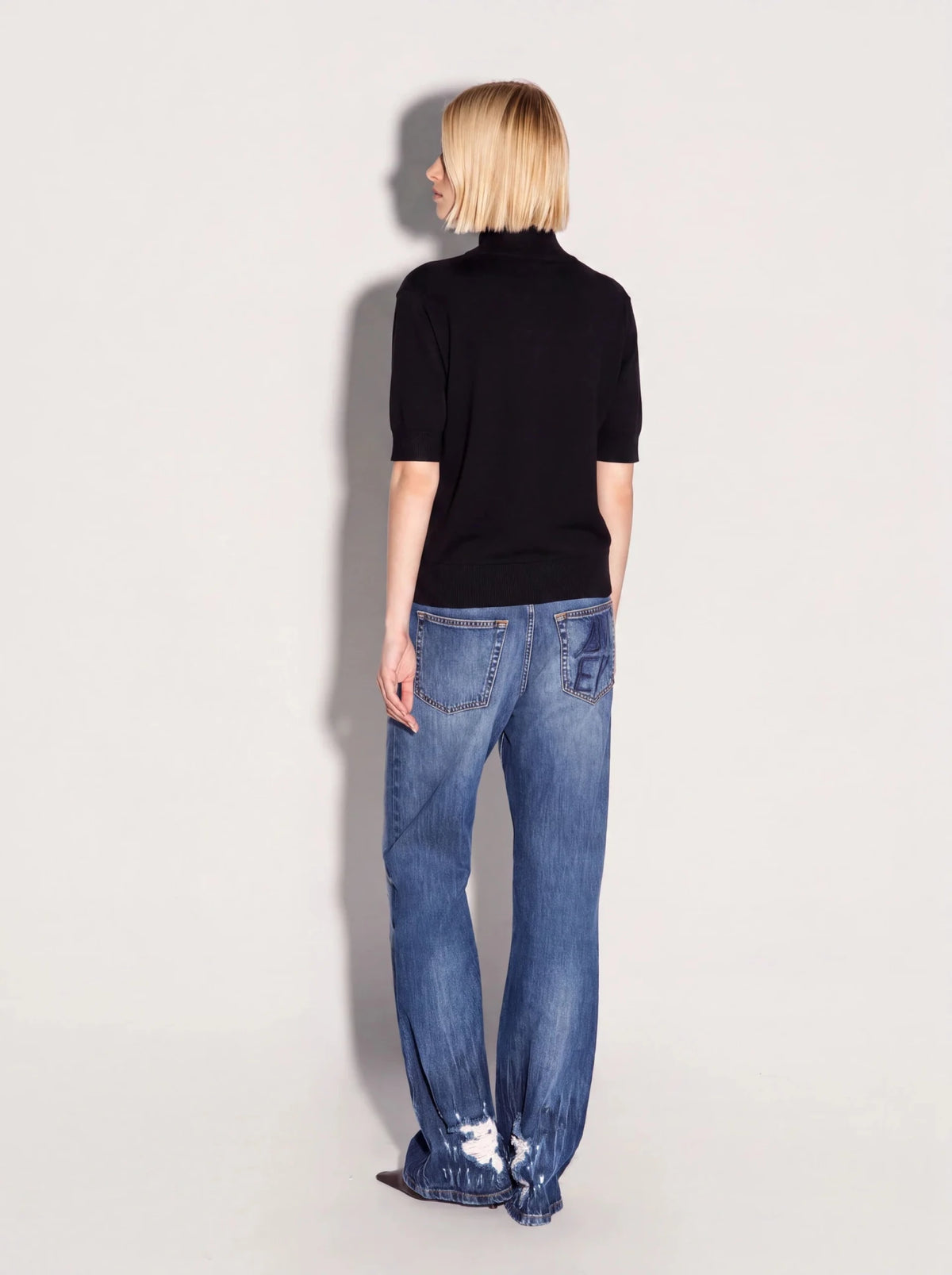 Dolcevita nero mezzo collo e manica corta - YES SHOPMaglieAKEPMGKD15147-6