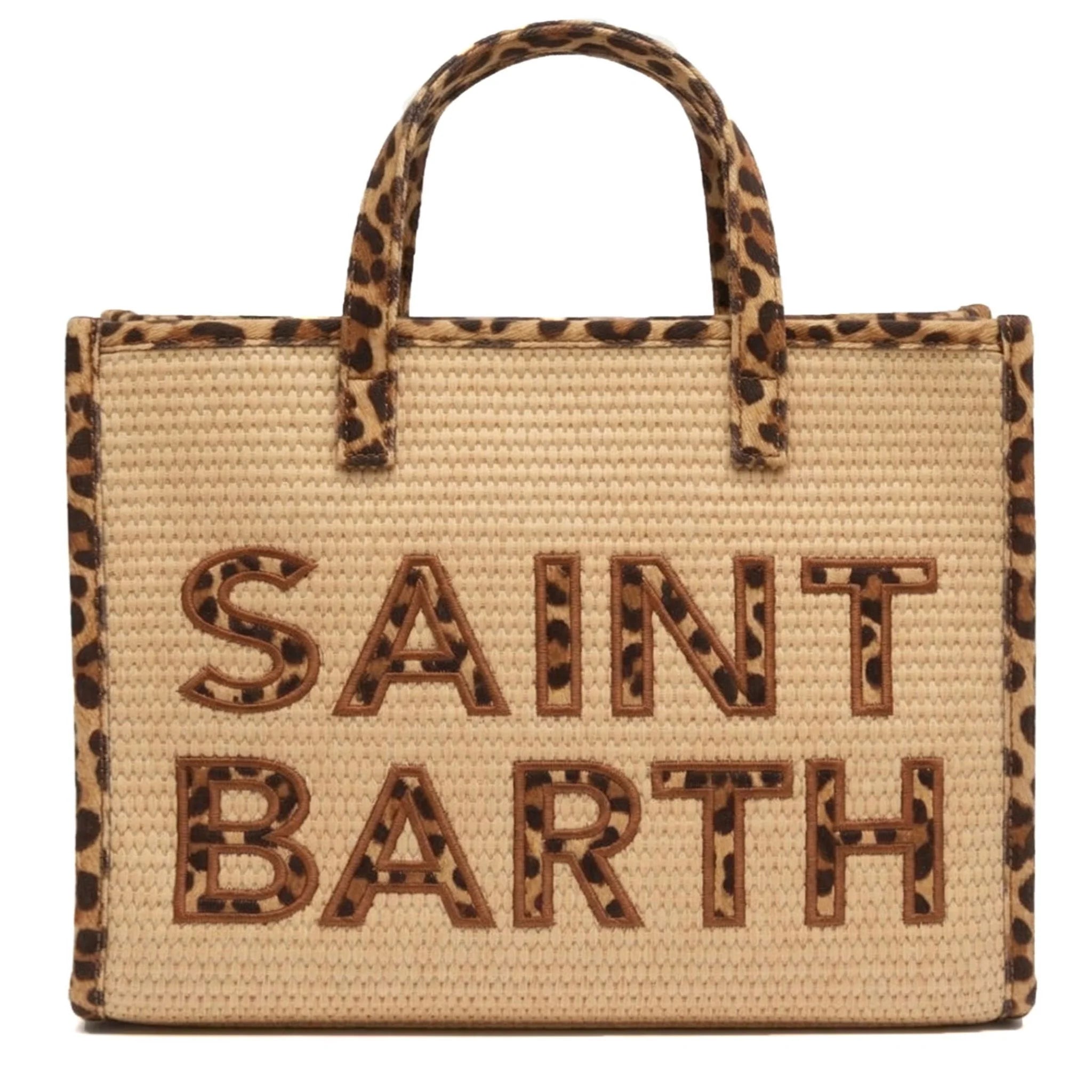 Borsa Vivian in raffia con profili e logo leopardati - YES SHOPBorse a manoMC2 SAINT BARTHVIV0007-Taglia unica7435104964771
