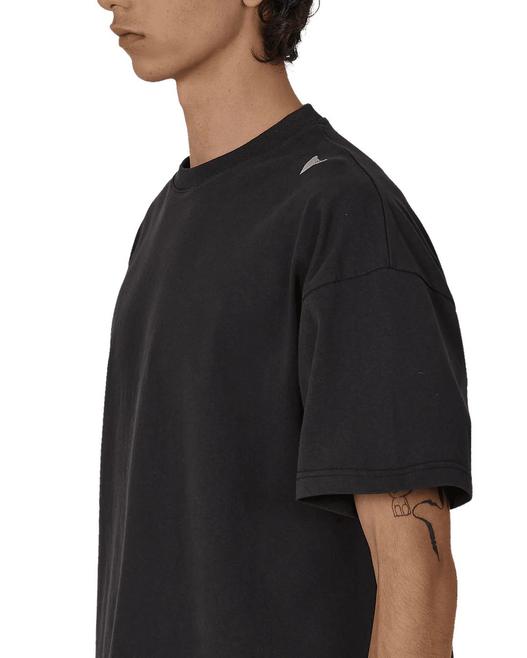 T-shirt nera in cotone con logo su spalla - YES SHOPT-shirtROAYBUW011JY01-XXS1086776523771
