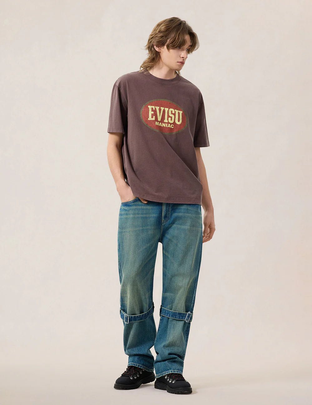 T-shirt marrone con logo maniac - YES SHOPT-shirtEVISU2ESEJM6TS6020-XXS5129245925771