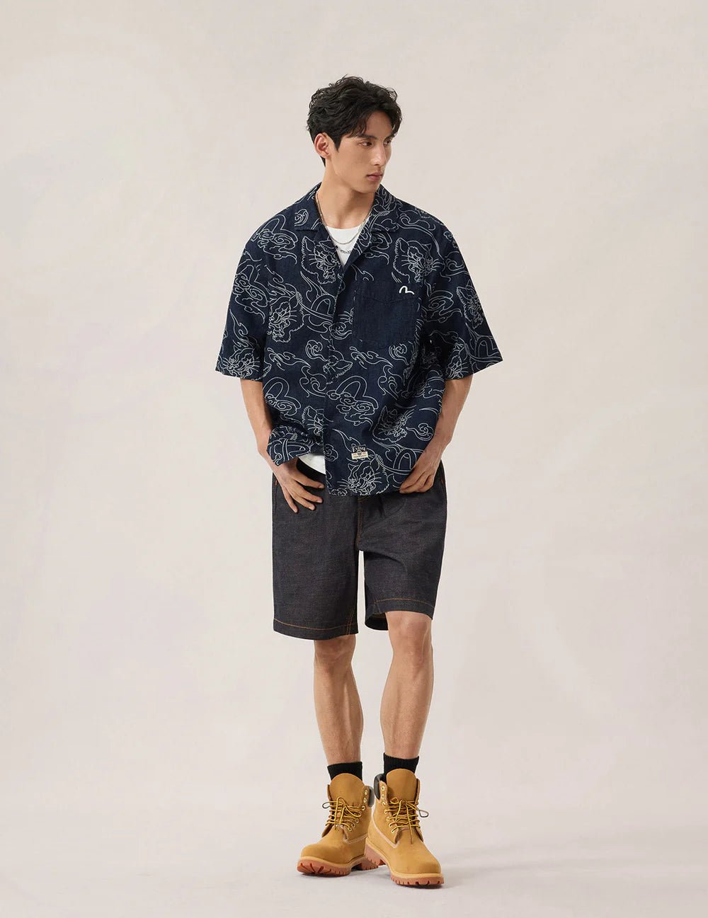 Camicia in denim con stampa leopardata e nuvole - YES SHOPCamicieEVISU2ESHTM6SS1029-XXS4615848964771