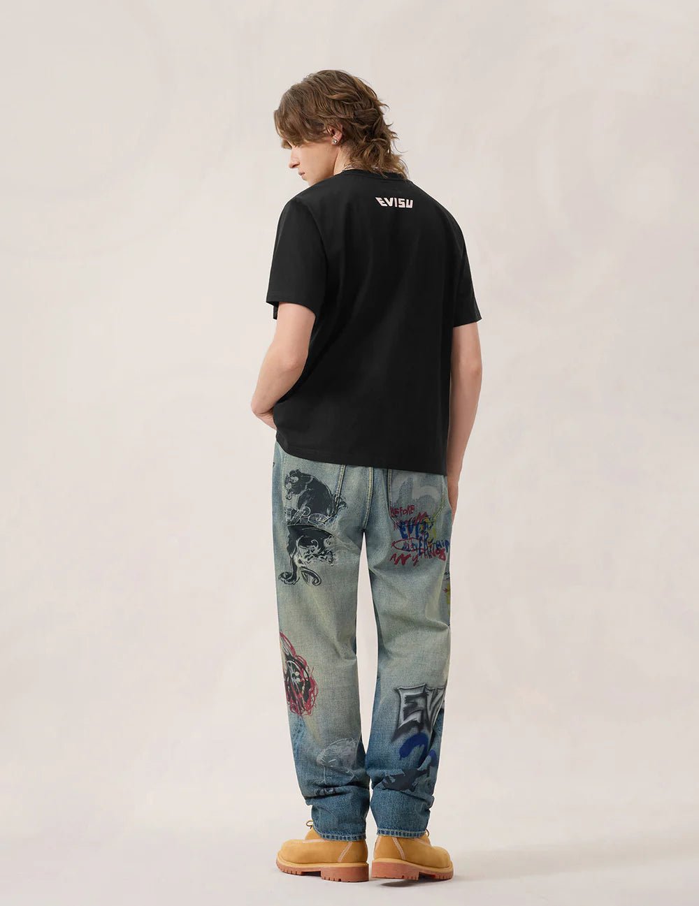 T-shirt nera con logo gabbiani spazzolata a mano - YES SHOPT-shirtEVISU2ESHTM6TS1072-XXS4104748964771