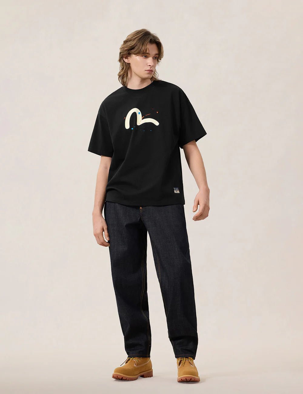 T-shirt nera con stampa gabbiano e pavone a spruzzo - YES SHOPT-shirtEVISU2ESHTM6TS1081-XXS3304748964771