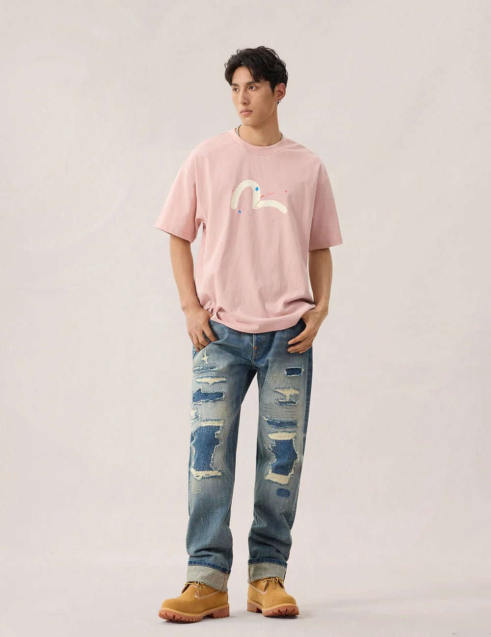 T-shirt rosa con stampa gabbiano e pavone a spruzzo - YES SHOPT-shirtEVISU2ESHTM6TS1081-XXS2504748964771