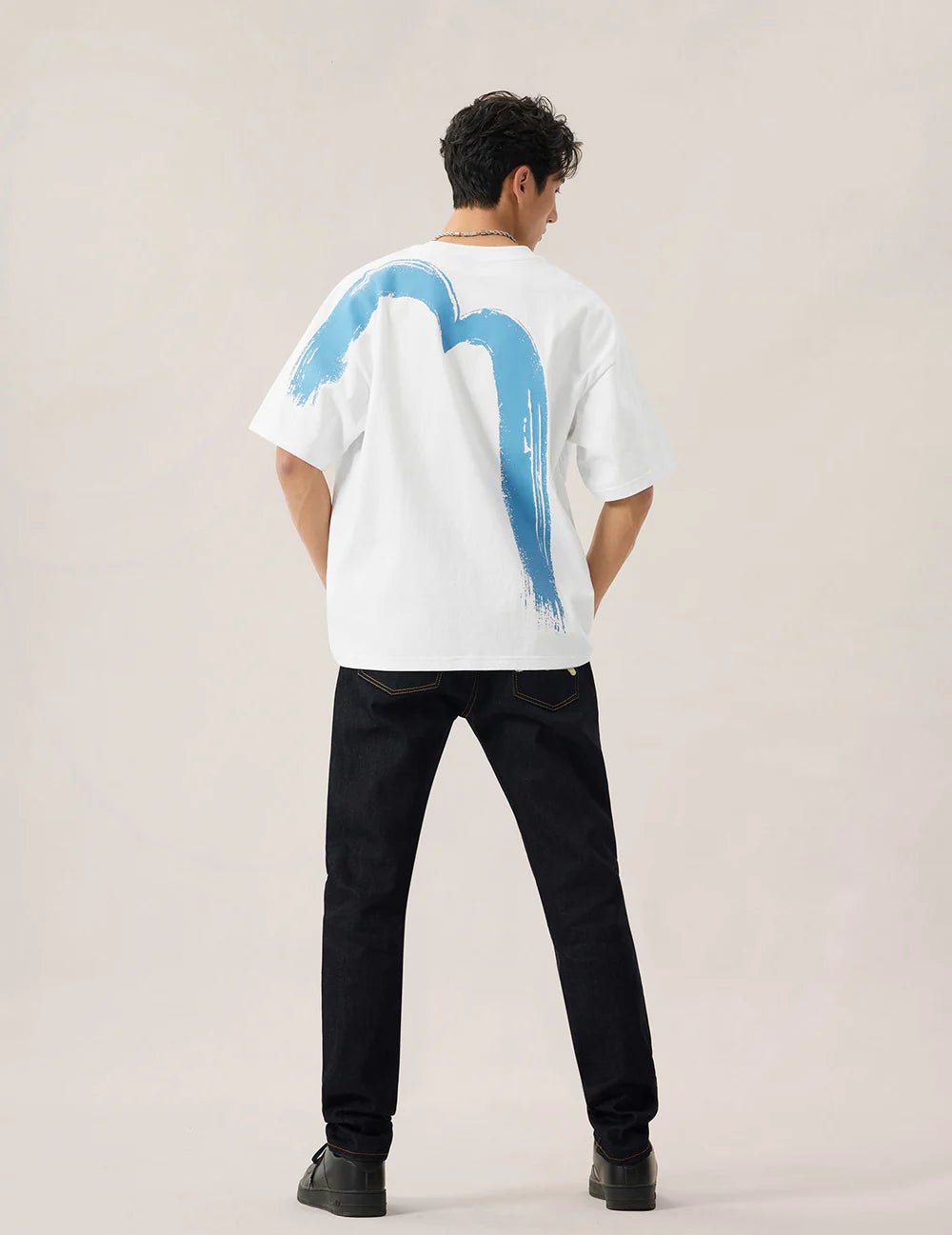 T-shirt ecru con stampa di pavone a mano azzurra - YES SHOPT-shirtEVISU2ESHTM6TS1090-XXS9193748964771
