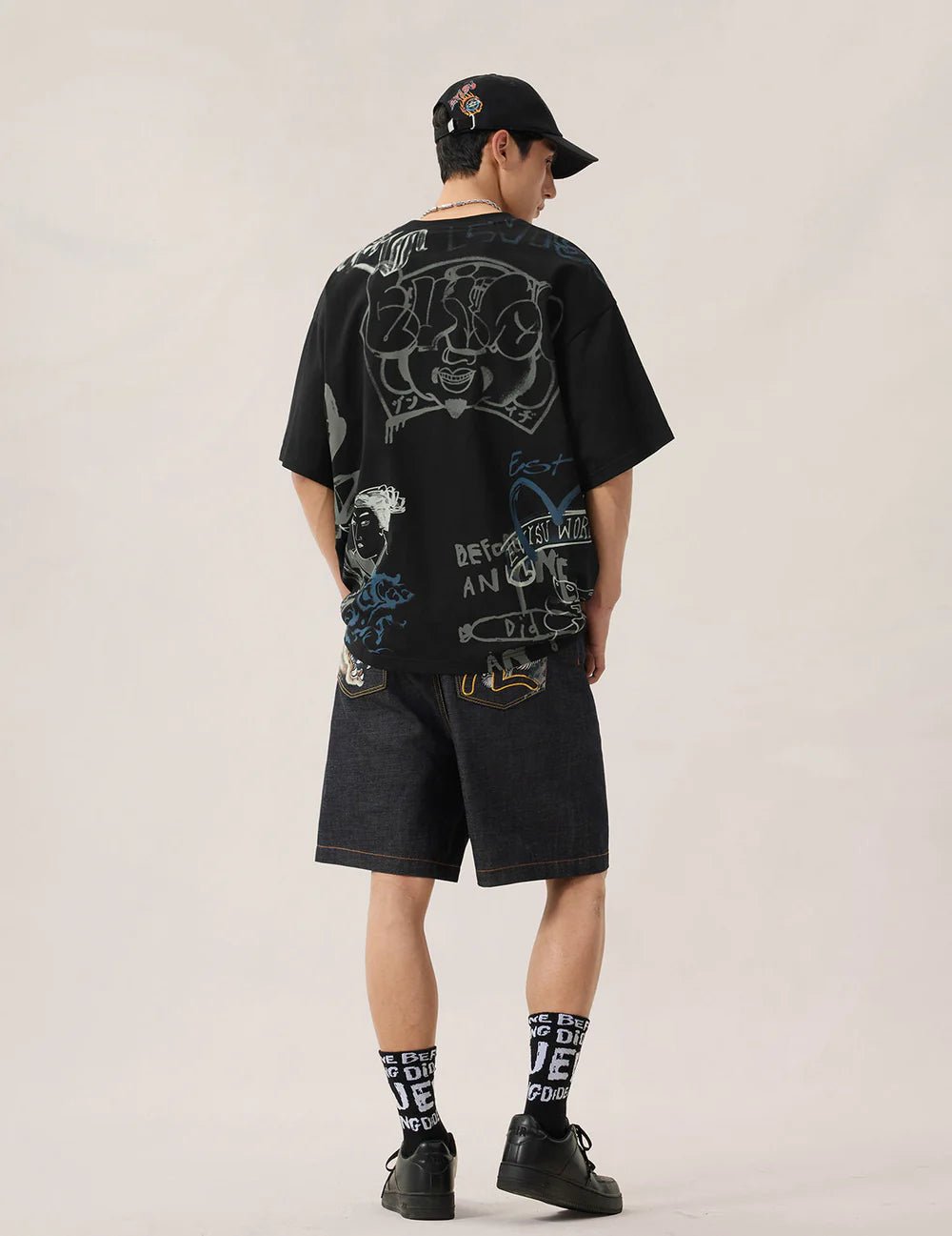 T-shirt nera graffiti integrale - YES SHOPT-shirtEVISU2ESHTM6TS1098-XXS9655131776771