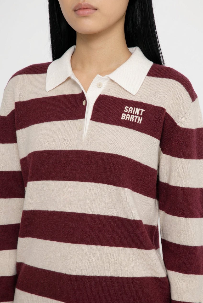 Polo Hadidy a righe bordeaux e panna - YES SHOPPoloMC2 SAINT BARTHHAD001/03923M-6