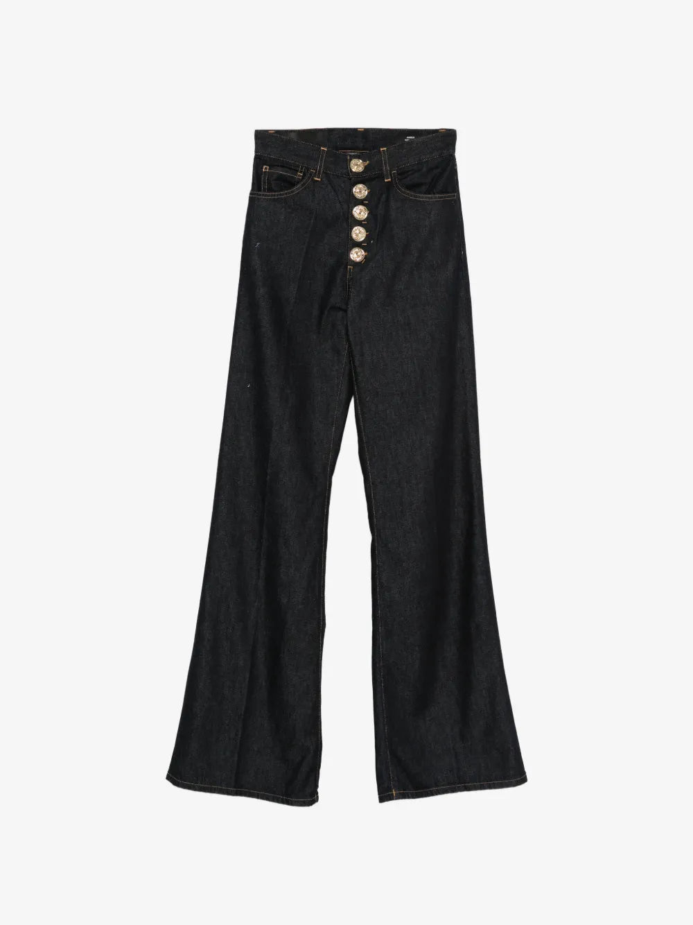 Jeans Amber in denim scuro vita alta con bottoni gioiello - YES SHOPJeansDONDUPDP619B/DD/DFH331D-W24