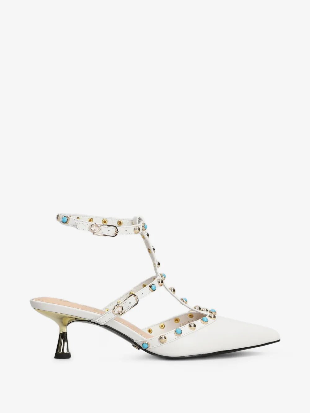 Decolletè Glossy in pelle bianco con borchie sul cinturino - YES SHOPScarpe elegantiGOLD&ROUGEGLOSSY-IT 369424157313771