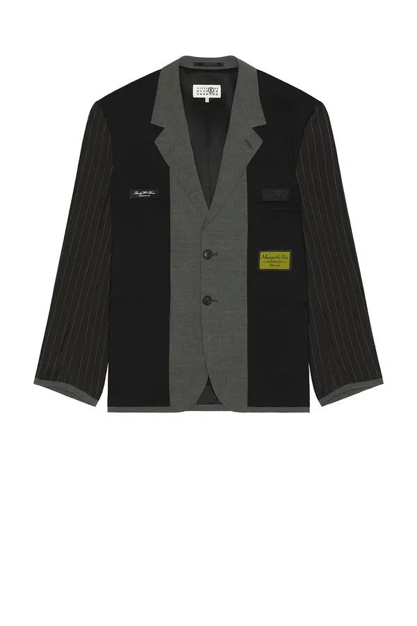 Giacca nera sartoriale bicolor con patch - YES SHOPGiaccheMM6 MAISON MARGIELASH0BN0026MTN147-IT 425362305742771