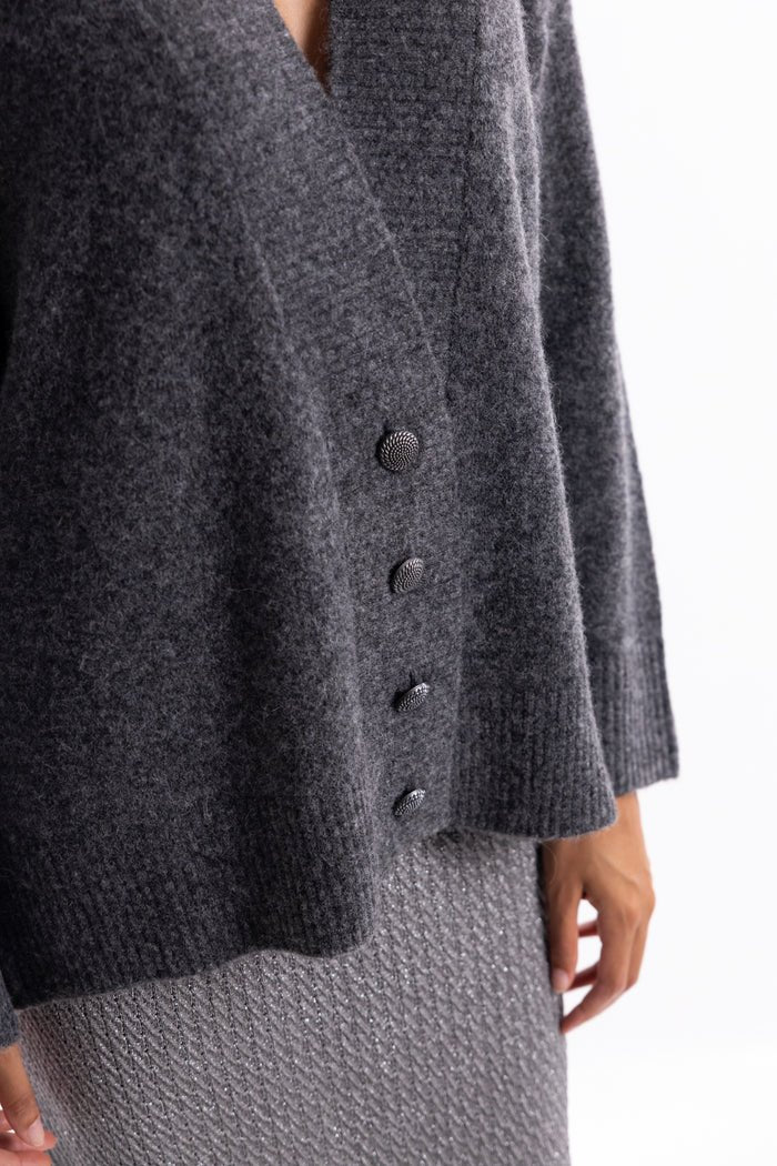 Cardigan oversize in lana grigio - YES SHOPCardiganAKEPCAKD15102-6