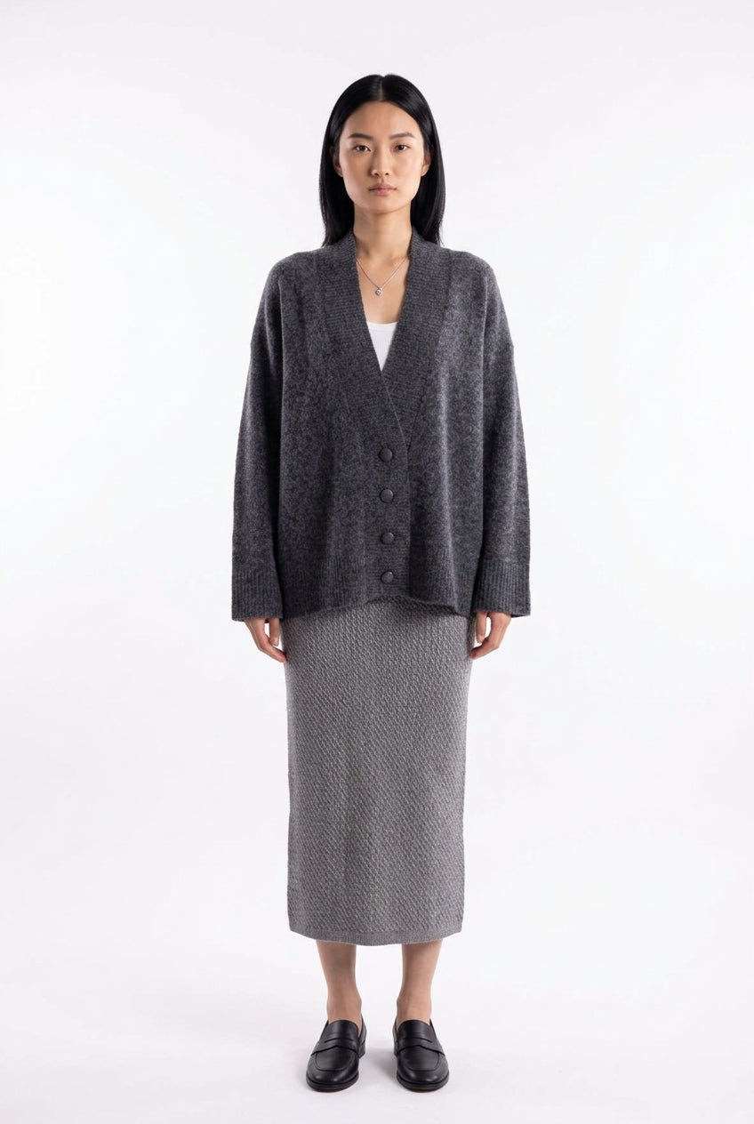 Cardigan oversize in lana grigio - YES SHOPCardiganAKEPCAKD15102-6