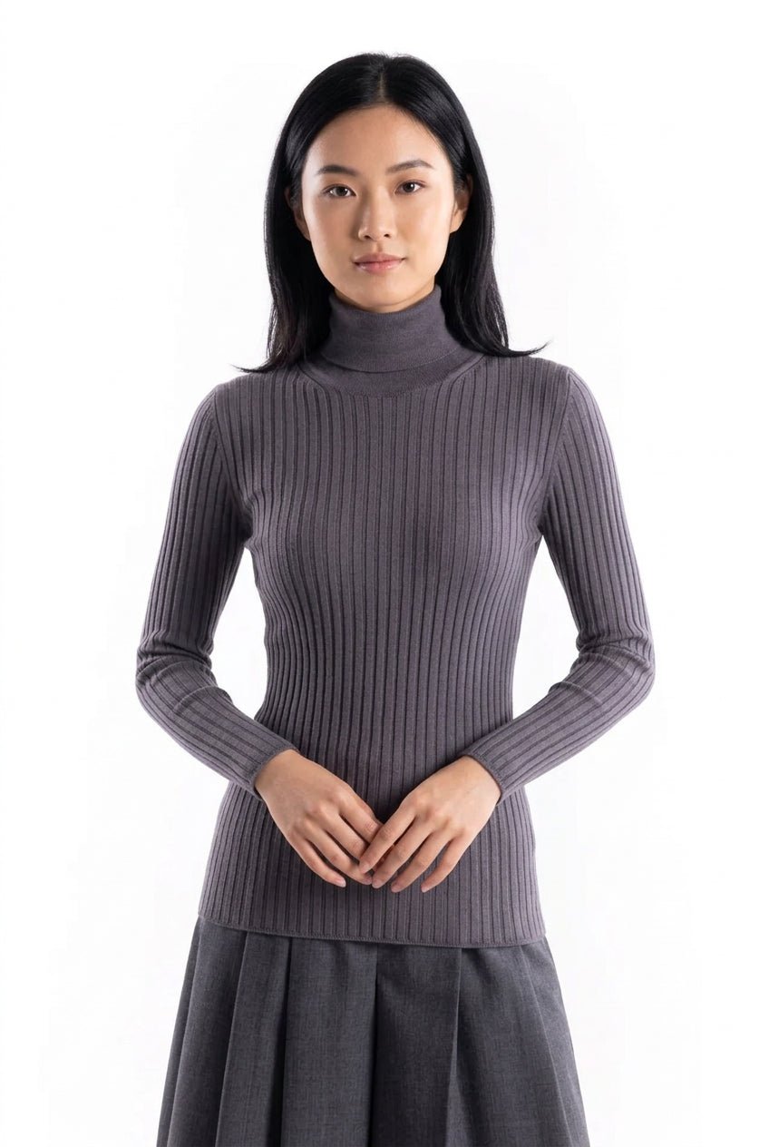 Dolcevita Nina a costine grigio - YES SHOPMaglieAKEPMGKD15141-6