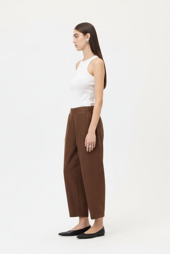 Pantalone balloon cioccolato con elastico in vita - YES SHOPPantaloniOTTOD'AMEDP0021-IT 348930711323771