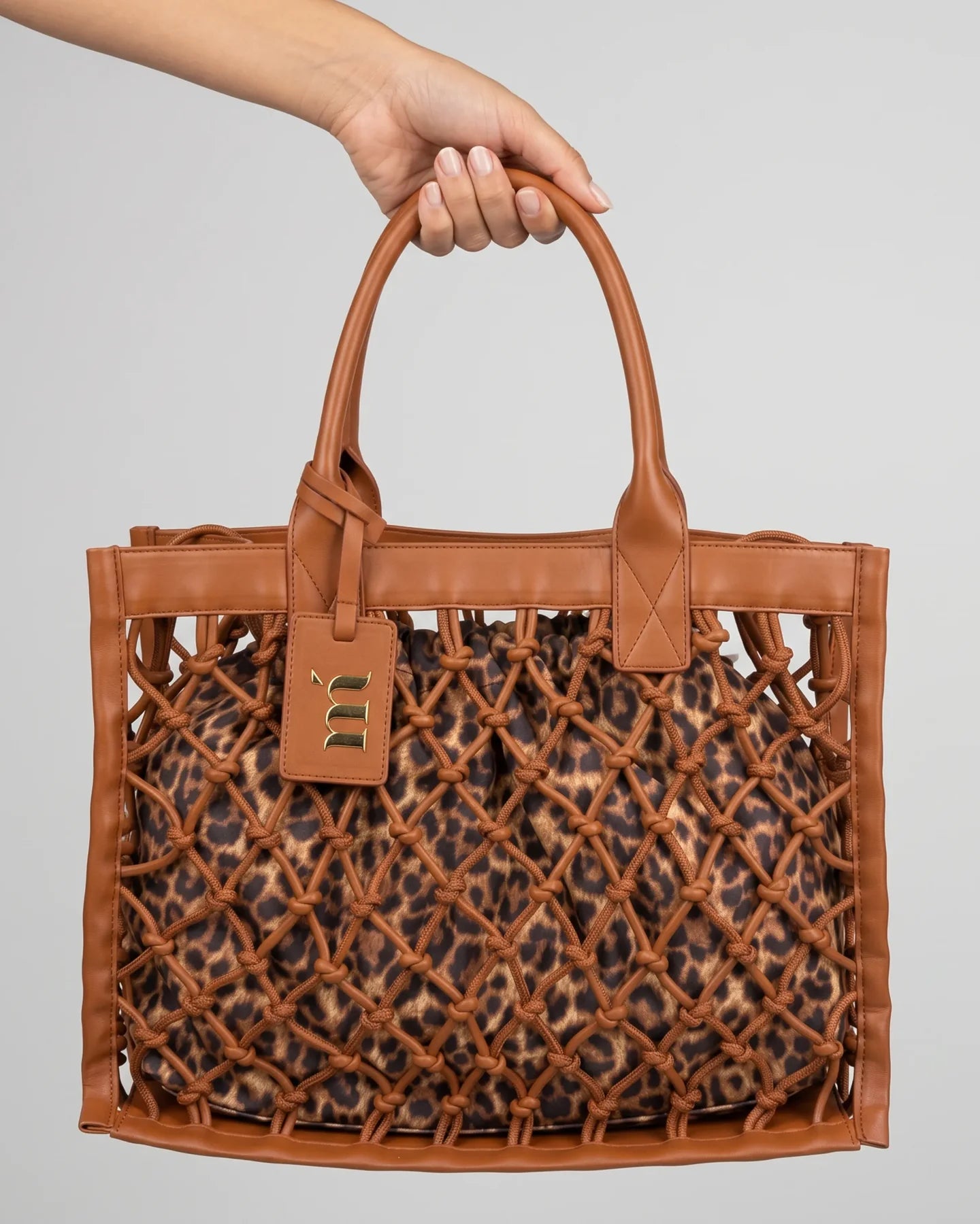 Borsa rigida a rete cuoio con sacca leopardata - YES SHOPBorse a spallaMATINEE'BAG7004M-Taglia unica