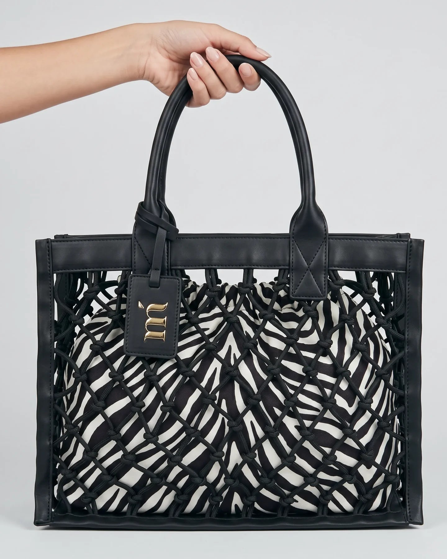 Borsa rigida a rete nera con sacca zebrata - YES SHOPBorse a spallaMATINEE'BAG7004Z-Taglia unica