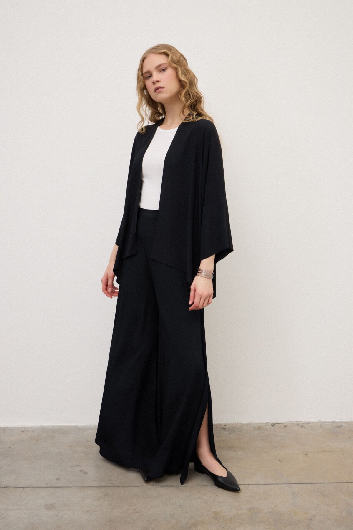 Pantalone in chiffon nero con tagli alla gamba - YES SHOPPantaloniOTTOD'AMEDP9987-IT 343420711323771