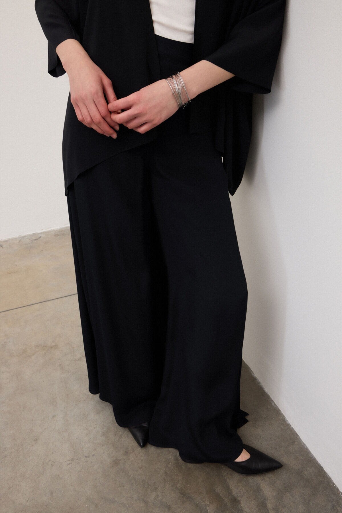 Pantalone in chiffon nero con tagli alla gamba - YES SHOPPantaloniOTTOD'AMEDP9987-IT 343420711323771