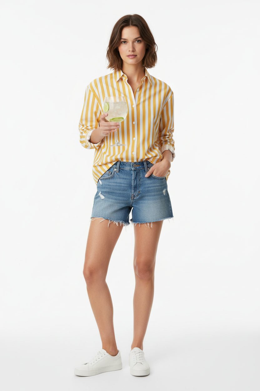 Camicia Brigitte stripes in cotone giallo - YES SHOPCamicieMC2 SAINT BARTHBRIG001/00846L-XXS1250756742771
