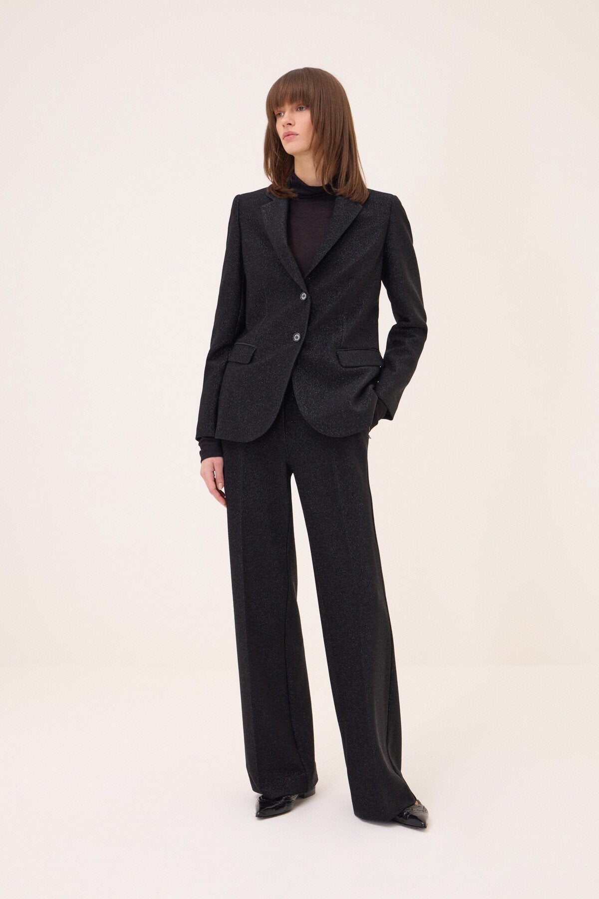 Pantalone a palazzo in lurex nero - YES SHOPPantaloniOTTOD'AMEDP0128-IT 344652799140971