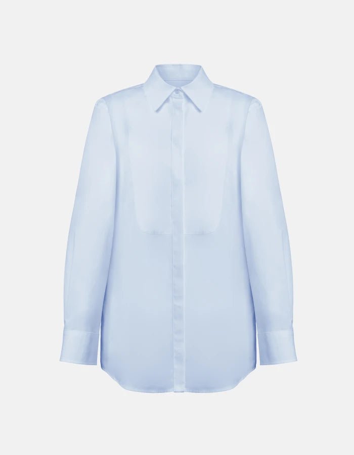 Camicia in gabardina azzurra con pettorina - YES SHOPCamicieDONDUPDC462/CF0200D-IT 34