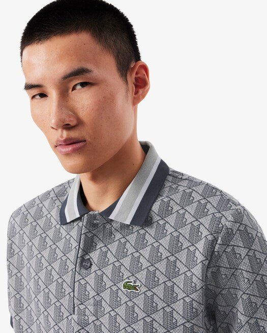 Polo con monogramma grigio chiaro - YES SHOPPoloLACOSTEDH1417-00-XXS8440567380771