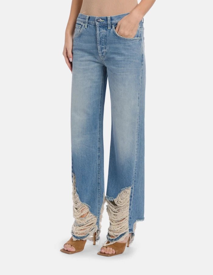 Jeans Jackline in denim chiaro con fondo sfrangiato - YES SHOPJeansDONDUPDP427/DD/DF0283D/MB5-W24