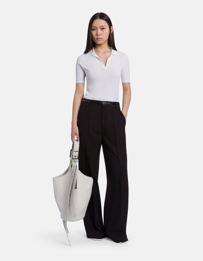Pantalone Abby wide leg nero in gabardina di viscosa - YES SHOPPantaloniDONDUPDP883/IF0049D-IT 341730472950871
