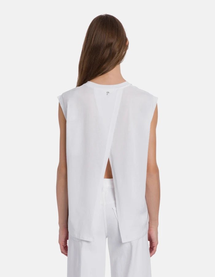 T-shirt girocollo bianca con spacco sul retro - YES SHOPT-shirtDONDUPDS080/DD/JF0350D/000-XXS1482454503771