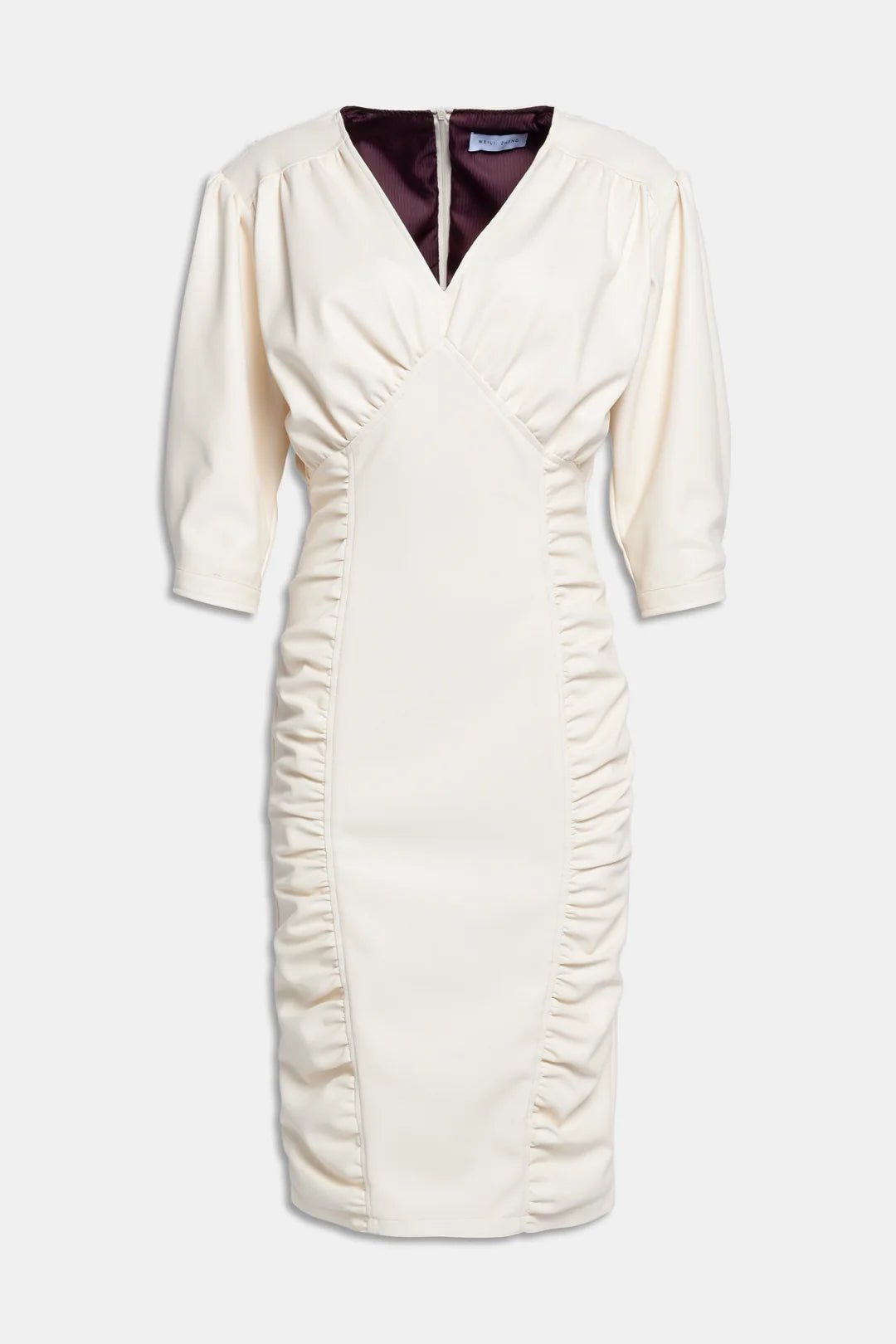 Abito midi latte con arricciature - YES SHOPAbitiWEILI ZHENGF26DL05-6