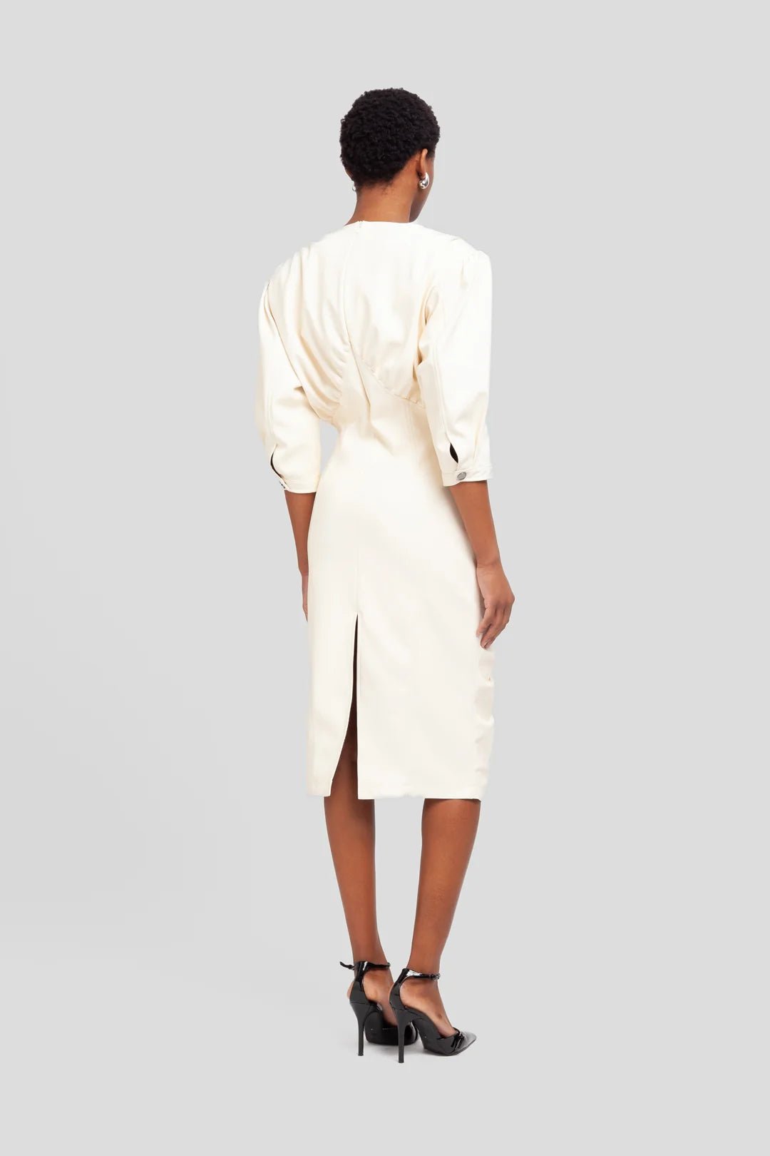 Abito midi latte con arricciature - YES SHOPAbitiWEILI ZHENGF26DL05-6