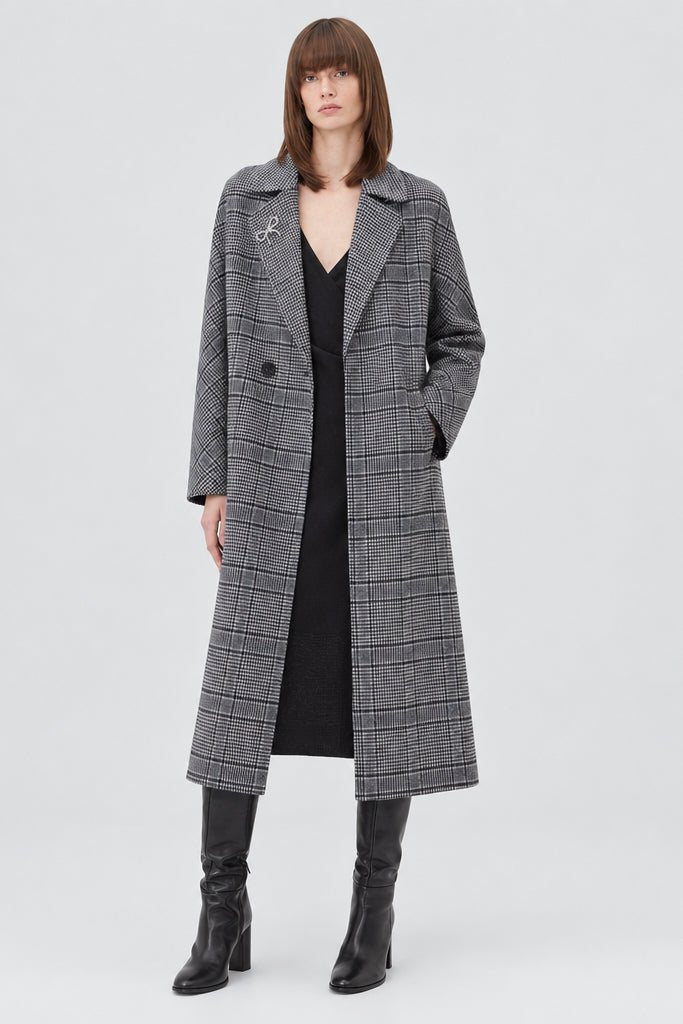 Cappotto monopetto lungo in principe di galles grigio - YES SHOPCappottiOTTOD'AMEDJ0084-IT 343852799140971