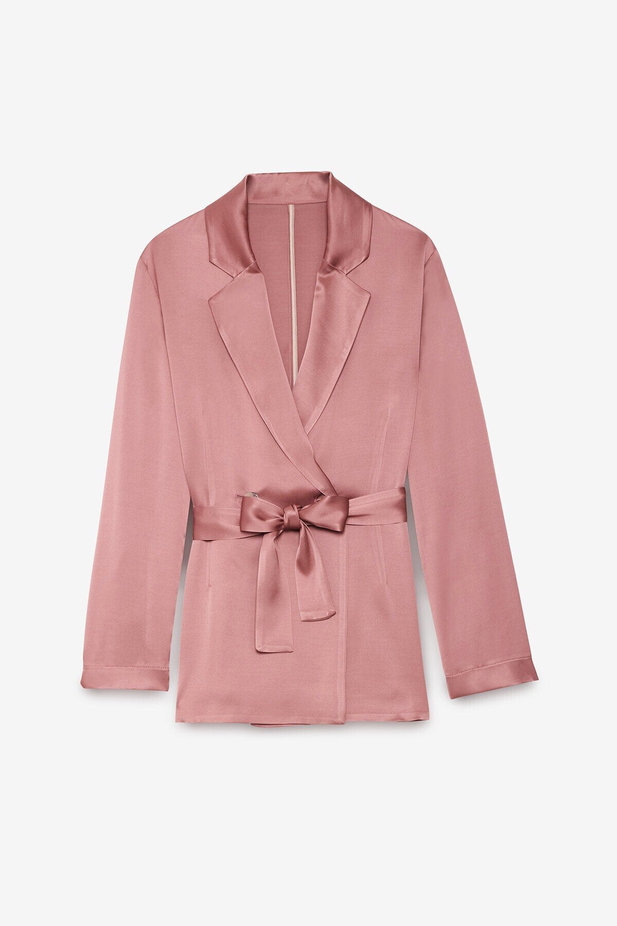 Giacca doppiopetto con cintura in raso di viscosa rosa antico - YES SHOPGiaccheOTTOD'AMEDG6206-IT 347808072950871
