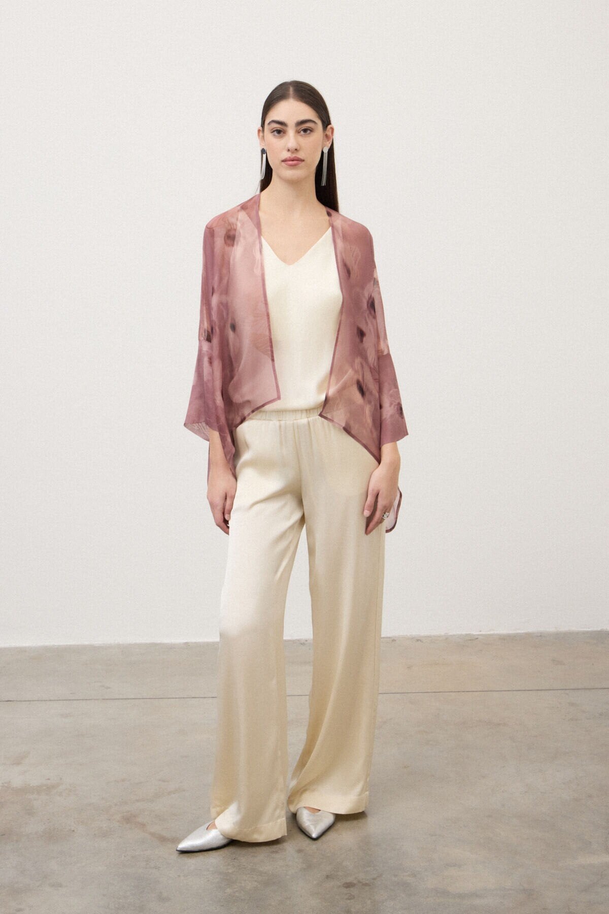 Pantaloni a palazzo latte satin in raso di viscosa - YES SHOPPantaloniOTTOD'AMEDP9661-IT 34
