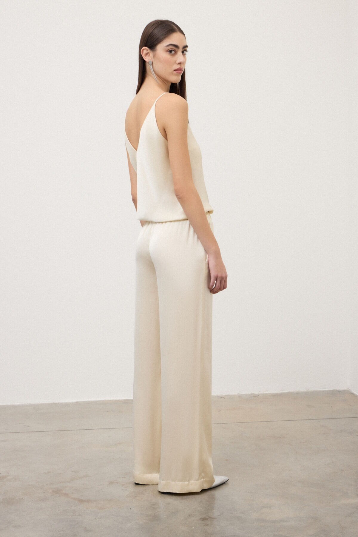 Pantaloni a palazzo latte satin in raso di viscosa - YES SHOPPantaloniOTTOD'AMEDP9661-IT 34