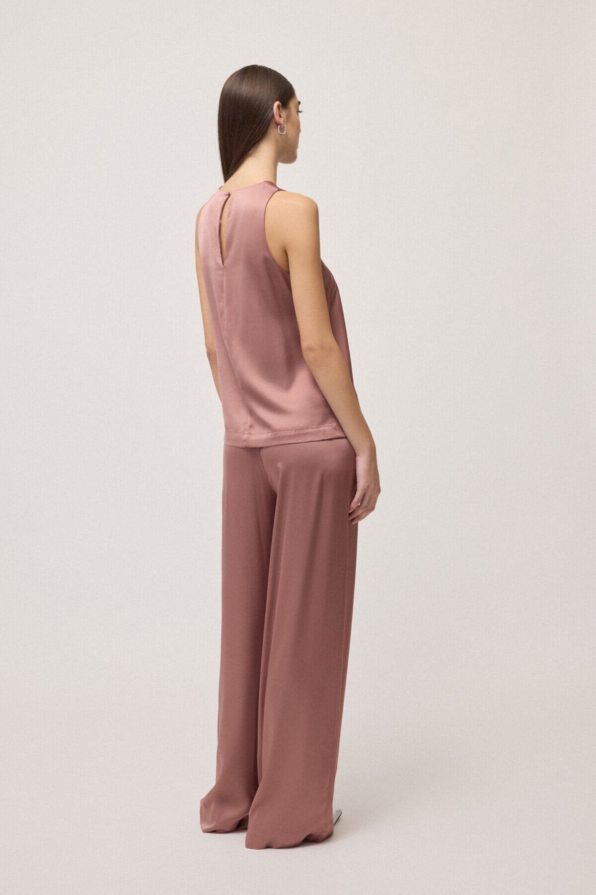 Pantaloni a palazzo rosa antico satin in raso di viscosa - YES SHOPPantaloniOTTOD'AMEDP9661-IT 343618072950871