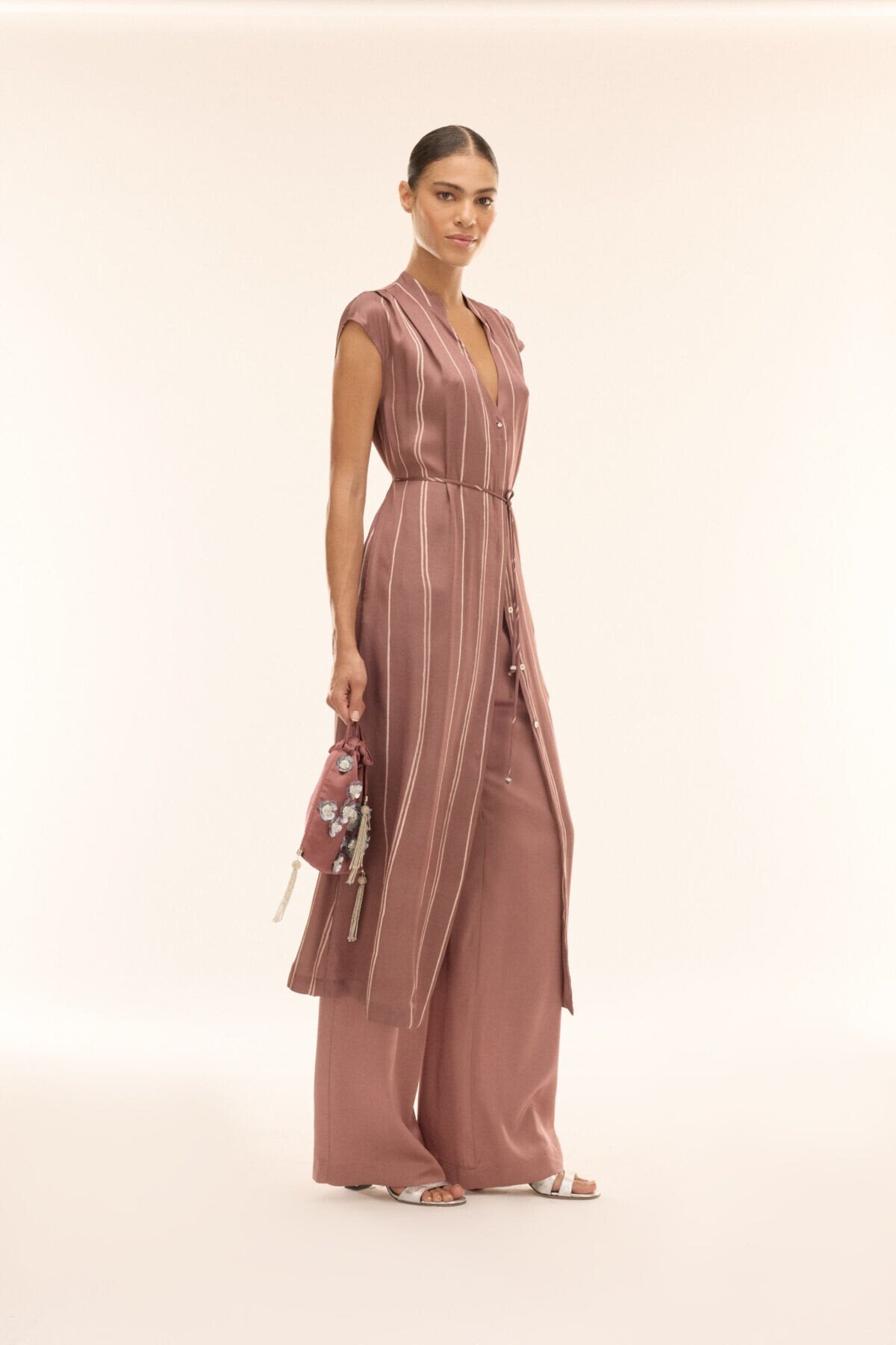 Pantaloni a palazzo rosa antico satin in raso di viscosa - YES SHOPPantaloniOTTOD'AMEDP9661-IT 343618072950871