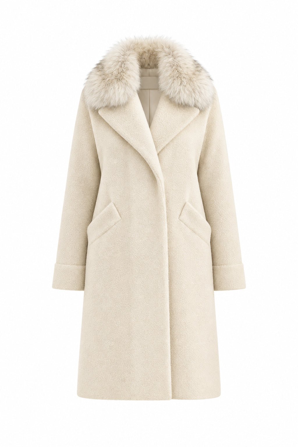 Cappotto Tina panna con collo pelliccia - YES SHOPCappottiV-LABFW66261-08130700160971