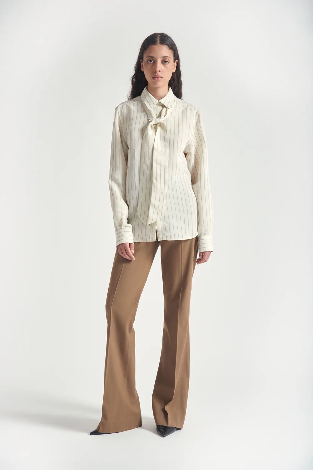 Camicia Carmeline gessata burro con collo annodato - YES SHOPCamicieGRIFONIG1AC0013-IT 341349488567871